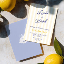 Italian Yellow & Blue Striped Lemon Wedding 