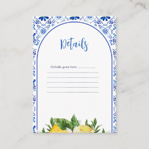 Italian Yellow Floral Lemon Details  Enclosure Card