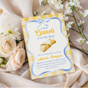 Italian Yellow Sweet Little Cannoli Baby Shower Invitation