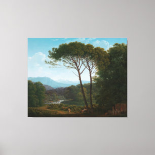 Italianate Landscape with Pines, Hendrik Voogd, 17 Canvas Print