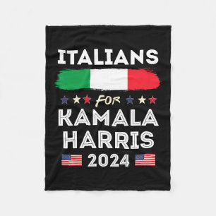 Italians For Kamala Harris 2024 Italia Flag Patrio Fleece Blanket
