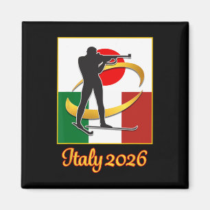 Italy 2026 Biathlon Japan Italy Flags 2026 Winter Magnet