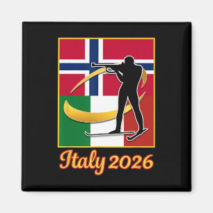 Italy 2026 Biathlon Norway And Italy Flag Winter S Magnet