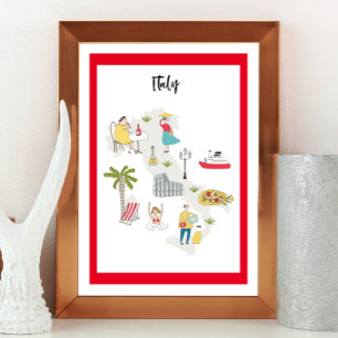 Italy Activities Map Poster