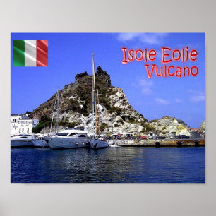 Italy - Aeolian Islands - Volcano - Port - Poster
