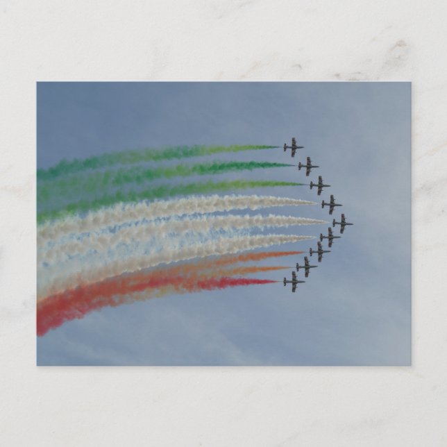 Italy AirForce Frecce Tricolori Italian Flag Postcard (Front)