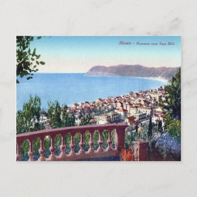 Italy,  Alassio, Bay and town Postcard (Front)
