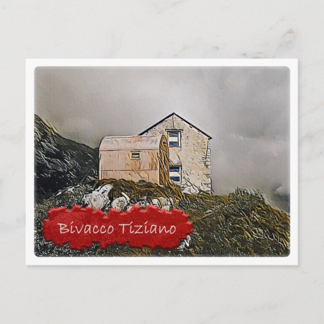 Italy alpine hut Bivacco Tiziano Dolomiti - Postcard (Front)
