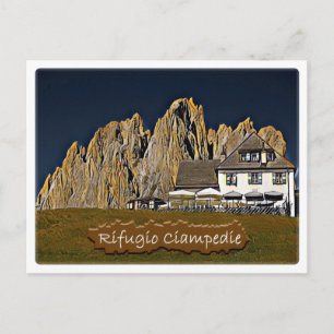 Italy - alpine hut Ciampedie - Dolomiti - Postcard