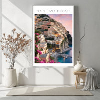 Italy Amalfi Coast Positano Flowers Print Poster