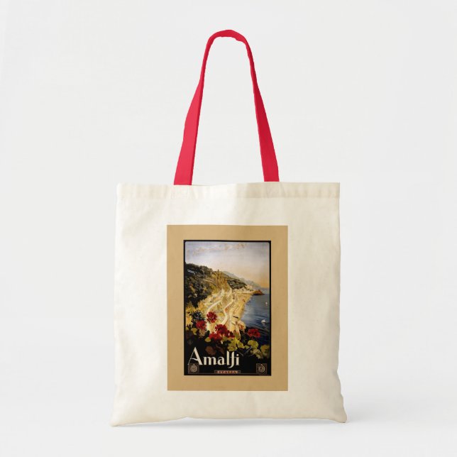 Italy Amalfi Coast Vintage Travel Poster Tote Bag (Front)
