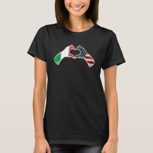 Italy American USA Flag - USA Italian Heart T-Shirt