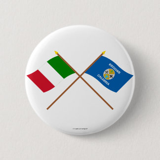 Italy and Calabria crossed flags 6 Cm Round Badge