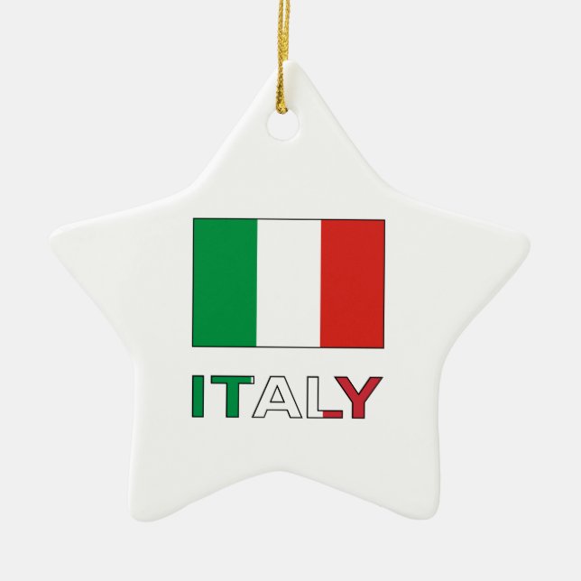 Italy and Italian Flag Ceramic Tree Decoration (Front)