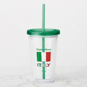 Italy and Italian Flag Green Personalisation Acrylic Tumbler