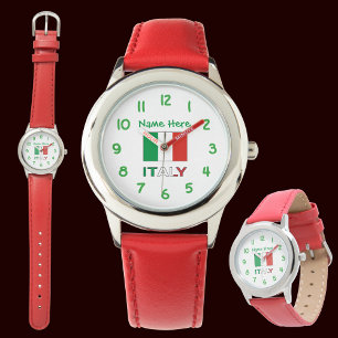 Italy and Italian Flag Green Personalisation Kid's Watch