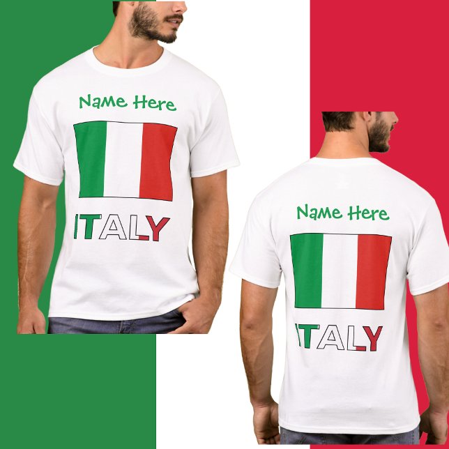 Italy and Italian Flag Green Personalisation Men's T-Shirt (Creator Uploaded)