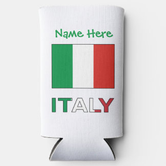 Italy and Italian Flag Green Personalisation Seltzer Can Cooler