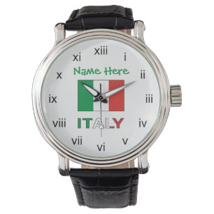 Italy and Italian Flag Green Personalisation Watch