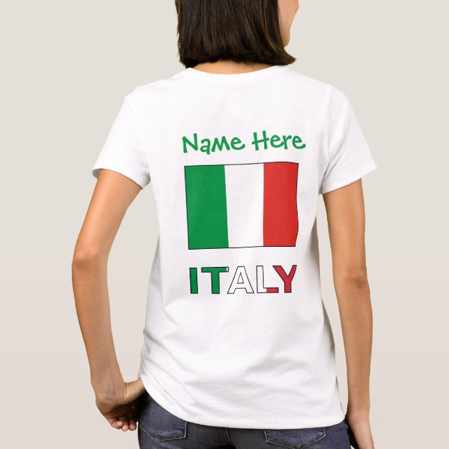 Italy and Italian Flag Green Personalisation Women T-Shirt (Back)