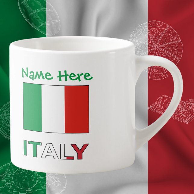 Italy and Italian Flag Green Personalised  Espresso Cup (Creator Uploaded)