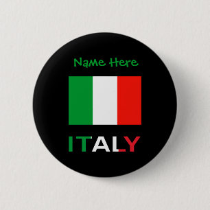 Italy And Italian Flag Green Personalization Mens 6 Cm Round Badge