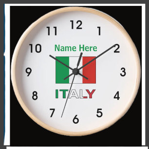 Italy and Italian Flag Personalised  Large Clock