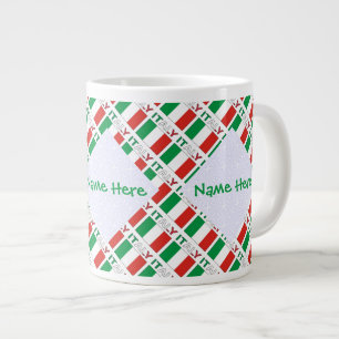Italy and Italian Flag Tiled Green Personalisation Large Coffee Mug