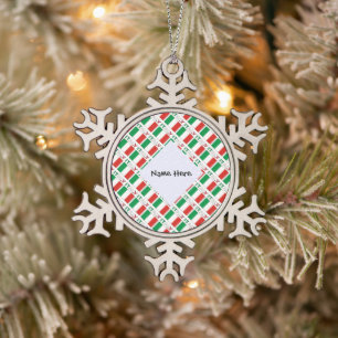 Italy and Italian Flag Tiled Personalised Snowflake Pewter Christmas Ornament