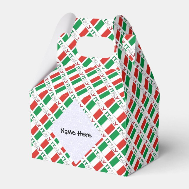 Italy and Italian Flag Tiled with Your Name Favour Box (Front Side)