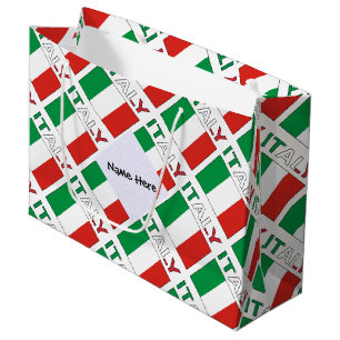 Italy and Italian Flag Tiled with Your Name Large Gift Bag