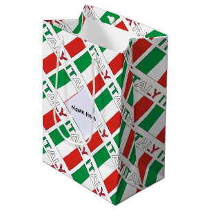 Italy and Italian Flag Tiled with Your Name Medium Gift Bag