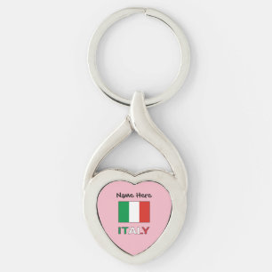 Italy and Italian Flag with Your Name Key Ring