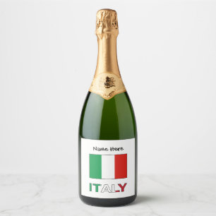 Italy and Italian Flag with Your Name Sparkling Wine Label