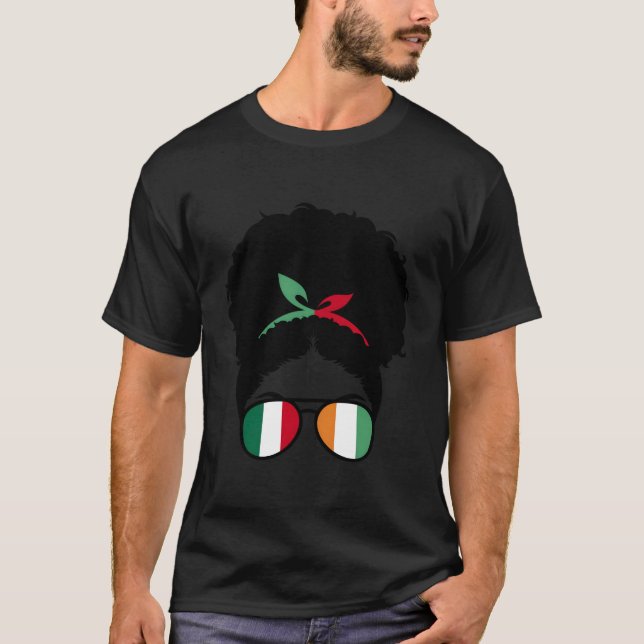 Italy And Ivory Coast Mix Afro Hair Half Italian I T-Shirt (Front)