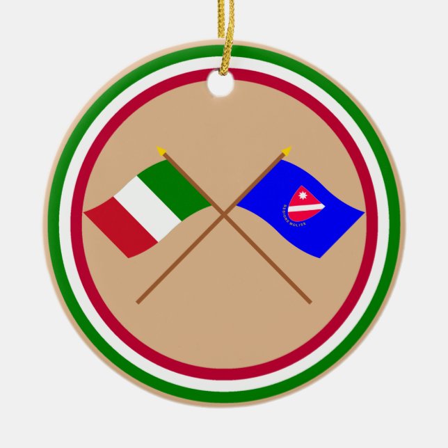 Italy and Molise crossed flags Ceramic Tree Decoration (Front)