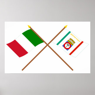 Italy and Puglia crossed flags Poster