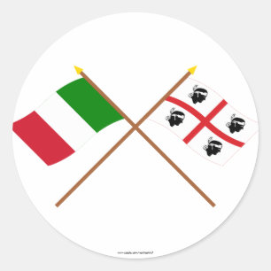 Italy and Sardegna crossed flags Classic Round Sticker