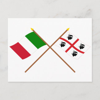 Italy and Sardegna crossed flags Postcard