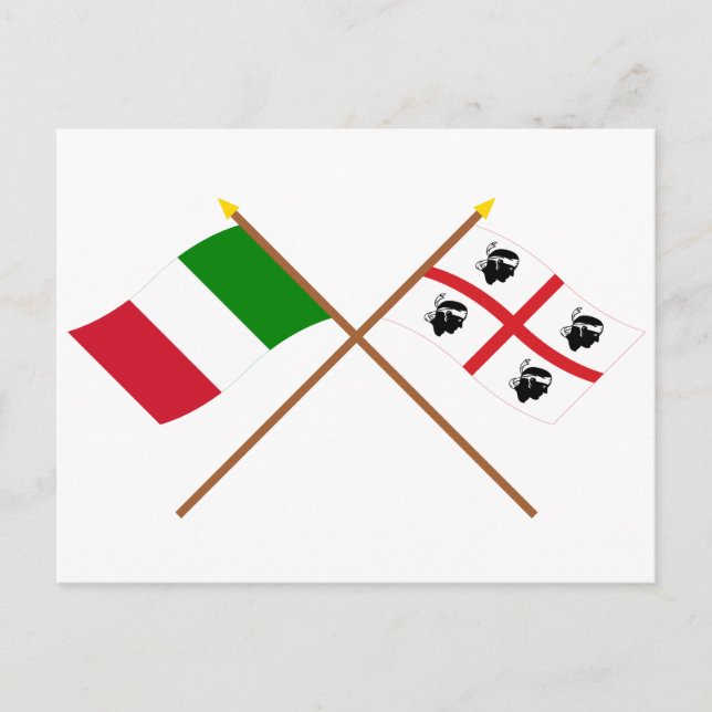 Italy and Sardegna crossed flags Postcard (Front)