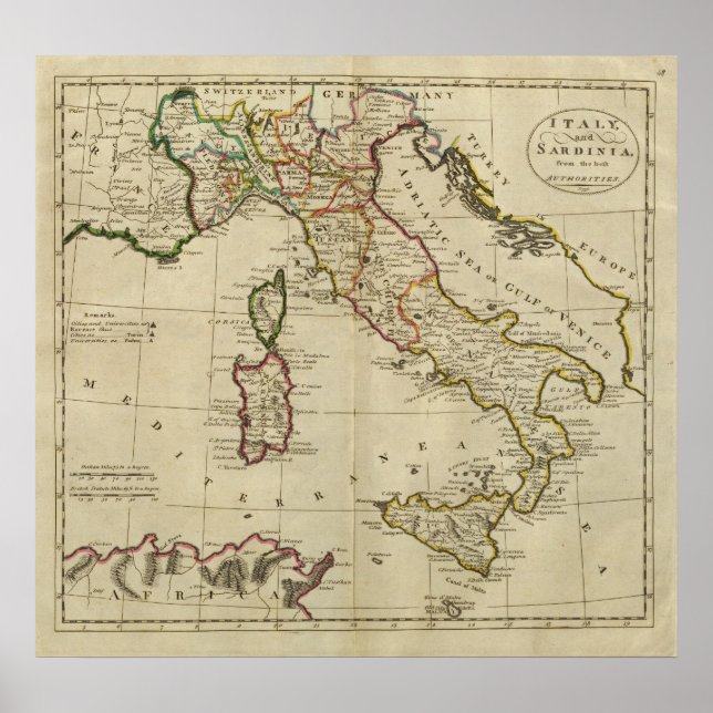 Italy, and Sardinia Poster (Front)