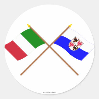 Italy and Trentino-Alto Adige crossed flags Classic Round Sticker