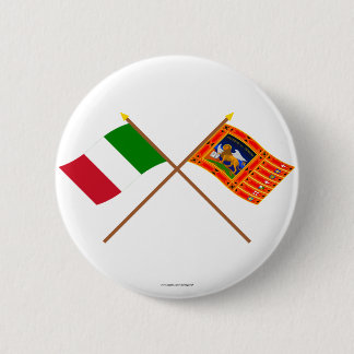 Italy and Veneto Crossed Flags 6 Cm Round Badge