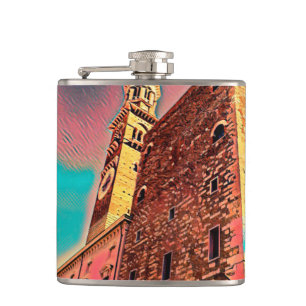 Italy architecture painting hip flask
