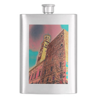 Italy architecture painting hip flask