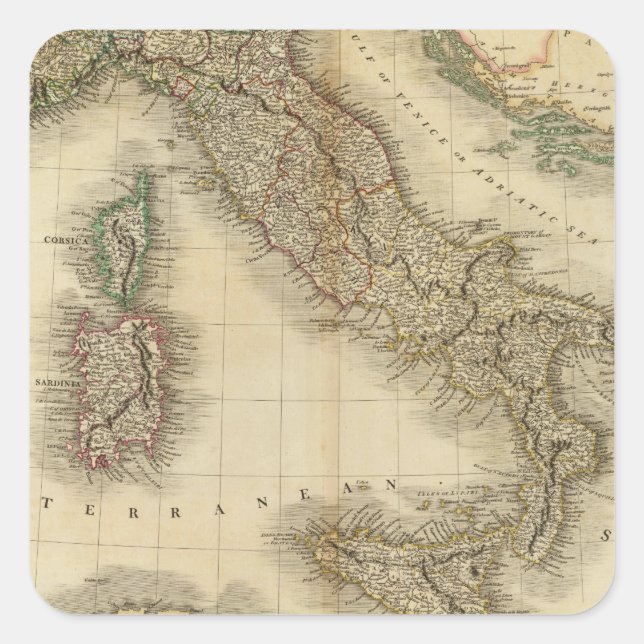 Italy Atlas Map Square Sticker (Front)