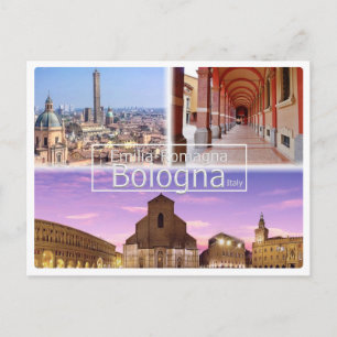 Italy, BOLOGNA, Piazza Maggiore, Two Towers, Postcard