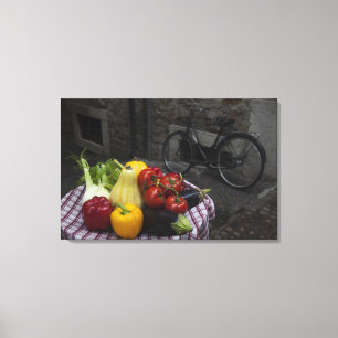 Italy, Brescia Province, Gargnano. Table with Canvas Print