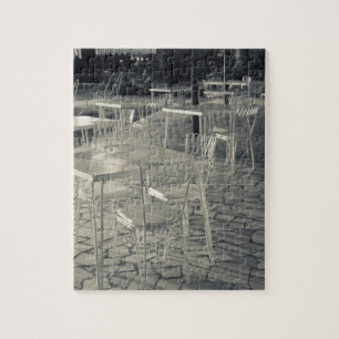 Italy, Brescia Province, Sirmione. Lakeside cafe Jigsaw Puzzle