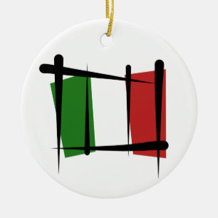 Italy Brush Flag Ceramic Tree Decoration